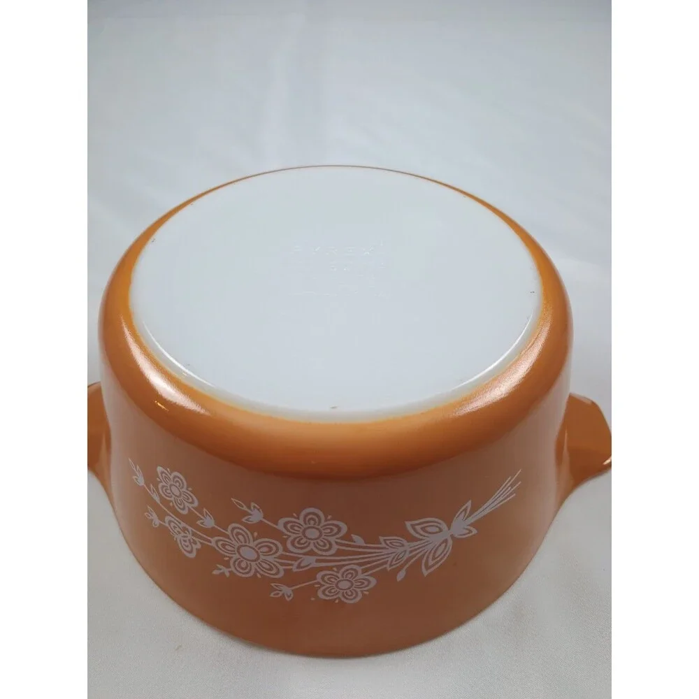 Vintage Pyrex Butterfly Gold Casserole Set 473-B 474-B With Lids No DWD Shiny